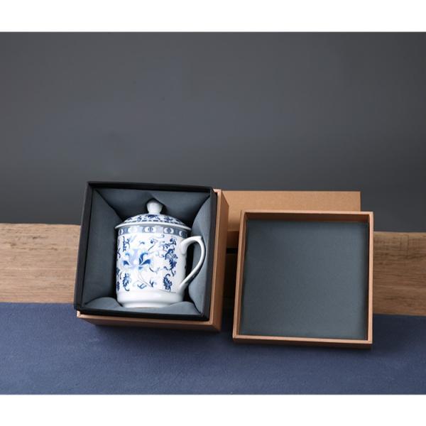 Custom Rigid Brown Kraft Paper Square Mug Bowl Storage Vase Packaging for Chinese Tea Cup Saucer Set