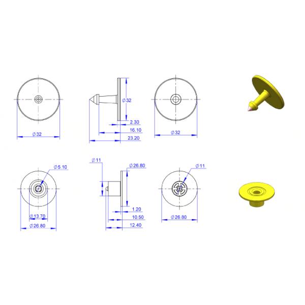 Animal Tracking Round U Code TPU UHF RFID Tags Labels