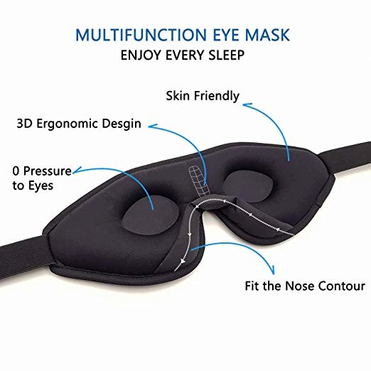 Lightweight Memory Foam Eye Mask With Ear Plugs / Adjustable Strap