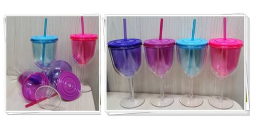 12oz double wall plastic goblet with straw BPA FREE 2015 New