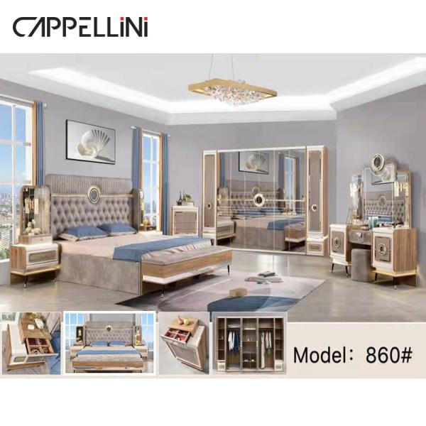 Cabrini Hotel Modern Bedroom Furniture Sets Wood / MDF / PU Leather ODM OEM