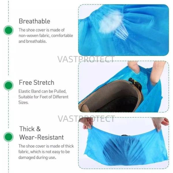 Industrial OEM Disposable PP Durable Elastic Green Shoe Cover