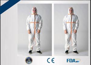 China Lightweight Disposable Hooded Coveralls , Fluid Resistant Disposable Protective Gowns on sale