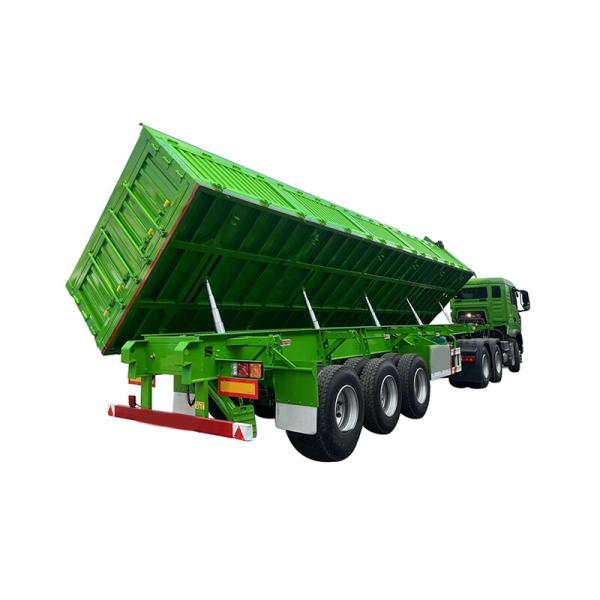 CIMC mechanical suspension Dual air brake system payload 70T allows goods to be unloaded from the side Tri-axle Tipper Trailer