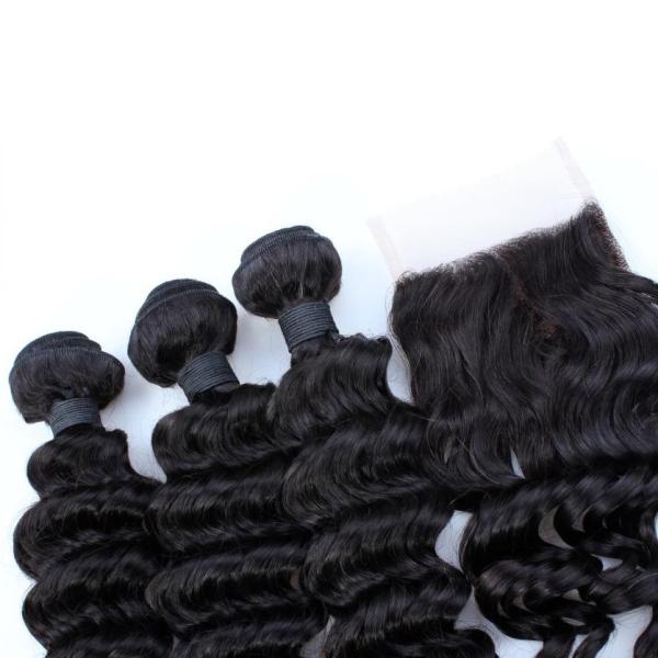 Malaysian Deep Wave Closure Malaysian Curly Hair Virgin Hair Bundles With Lace Closure