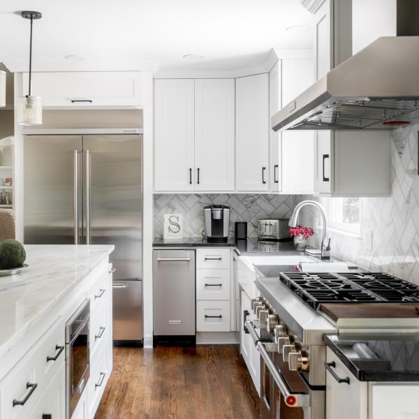 L Shaped Solid Wood Kitchen Pantry Cabinet Contemporary Shaker Style