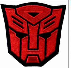 Quality Merrow Border Embroidered Logo Patch Transformers Red Autobot Movie Film Logo for sale