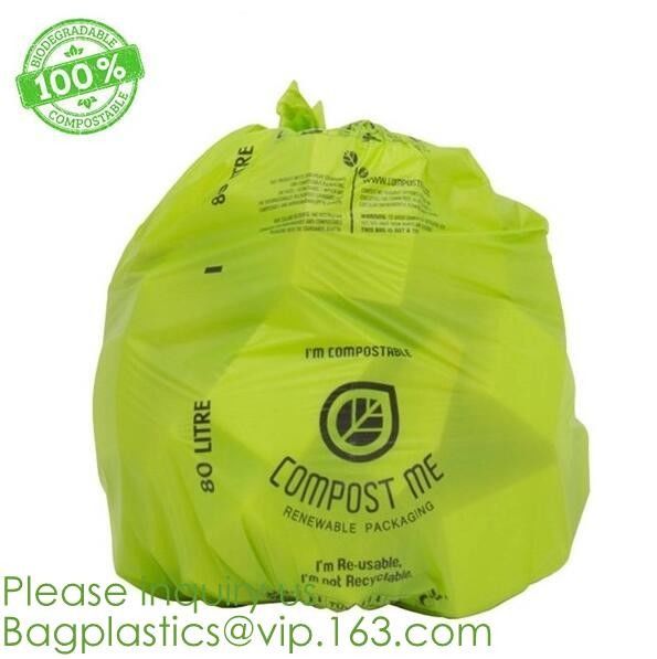 64 Gallon compostable trash bag biodegradable garbage bag, 0.9 Mil, 47"W x 60"H,cornstarch made 100% eco friendly direct