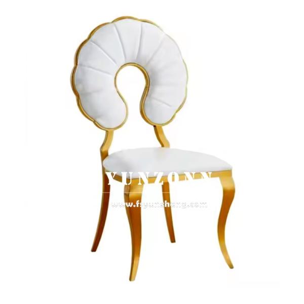 Fashion Pumpkin Back Design Event Party Rental Furniture Gold Stainless Steel Banquet Dining Chair For Hotel Restaurant