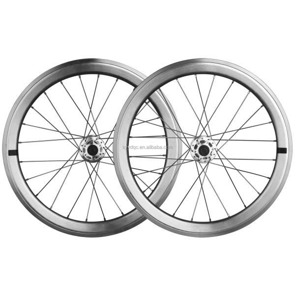 Road Bicycles 20 Inch Silver Folding Bike Wheel Set With Disc Brake And 120 Rings Hub
