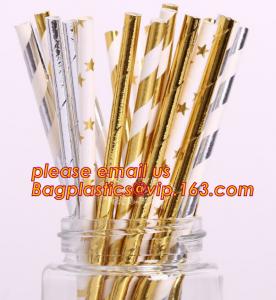 Quality biodegradable gold stamping paper straw,colour disposable wholesale drinking biodegradable paper straw bagplastics pac for sale