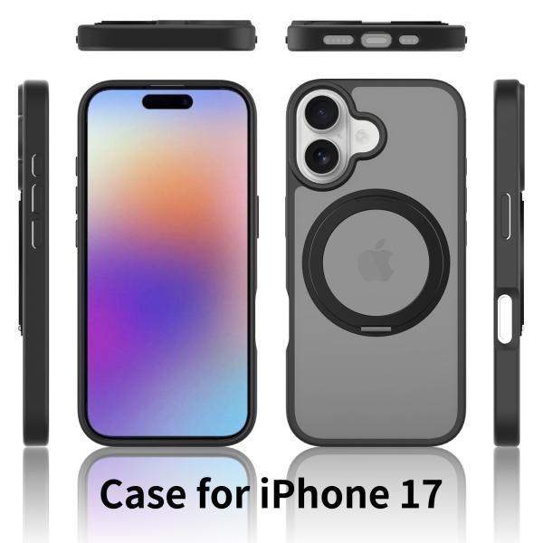 Customized Apple 17 Mobile Phone Case With Stand 360 Rotation IPhone16pro Magnetic Anti-Fingerprint Skin-Feel Mobile Phone Case