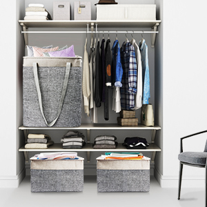 Storage baskets in the closet