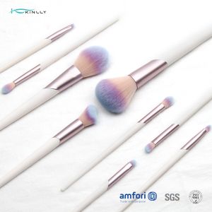 White 9PCS 100% Vegan Makeup Brushes Travel Kit