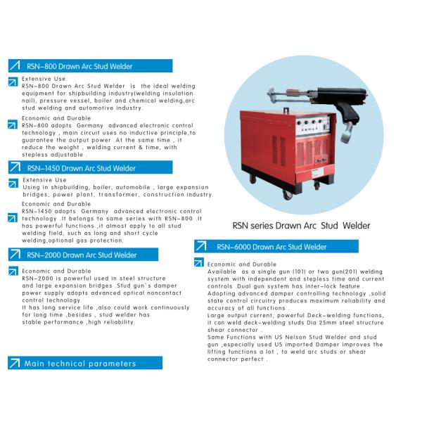 Rsn 2650 Thyristorr Stud Welding Machine RSN-6000 Drawn Arc Stud Welding Machine Arc Stud Welder