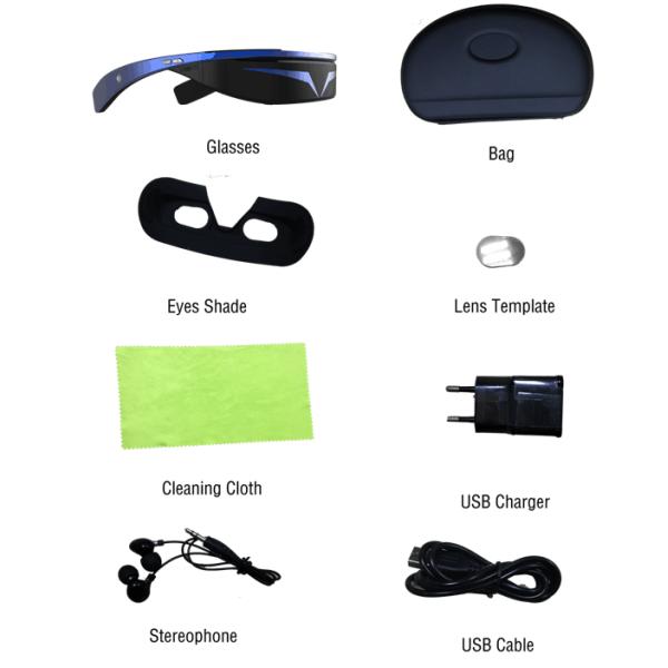 Android 5.1 Private Cinema 3d Glasses Video 98'' Dual Screen 16GB EMMC For Games