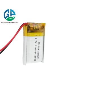 China 3.7v 230mah Li Polymer Rechargeable Battery 751524 on sale