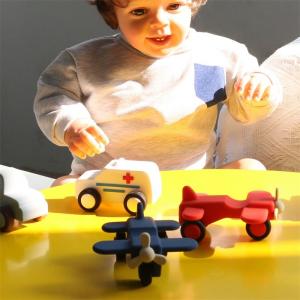 China custom and wholesale  Safe Silicone Vehicle Toys set for Babies ambulance truck motorcycles runny car toys on sale