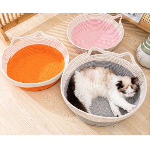 Quality Macrame Cat Basket Bed Swinging Cat Hammock With Double Handle for sale