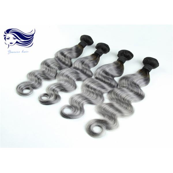 Gray Ombre Colored Human Hair Extensions Brazilian Body Wave Hair