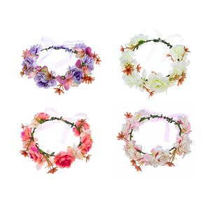 China SEDEX Adjustable Artificial Flower Wreath Headbands For Wedding OEM on sale