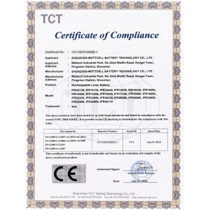 Shenzhen Mottcell New Energy Technology Co., Ltd. Certifications