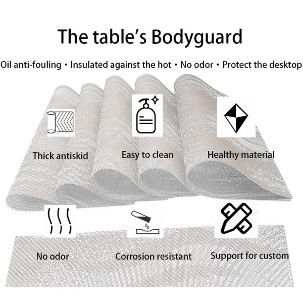 Customized Logo Acceptable Square Plastic Washable PVC Placemats for Table Decoration