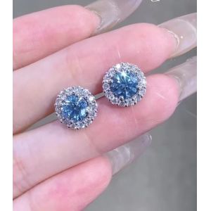 Studs Earrings Round Lab Diamond Jewelry Brilliant Cut