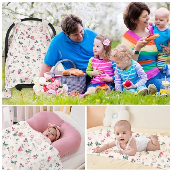 100% Muslin Cotton Baby Car Seat Cover 22.5x32 Inches Universal Fit