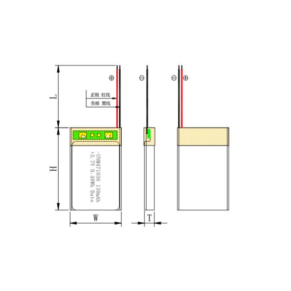 3.7 Lithium ion Polymer Battery / IEC62133 Approved 471036 130mAh Lithium Polymer Battery Cell