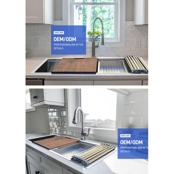 Handmade 304 Stainless Steel Kitchen Single Sink Custom Thickness