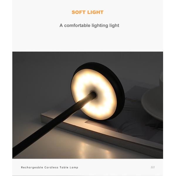 Bedside Cordless Rechargeable Metal Touch Table Lamp 188lm