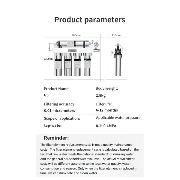 PP Cotton Ultrafiltration Water Filter 5 Stages 0.01Micron For Household Direct Drinking