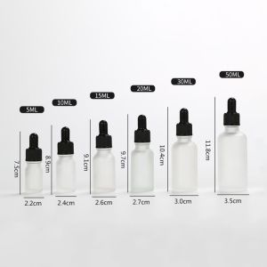 Multi Capacity Frosted Dropper Glass Essential Oil Bottles 5ml 10ml
