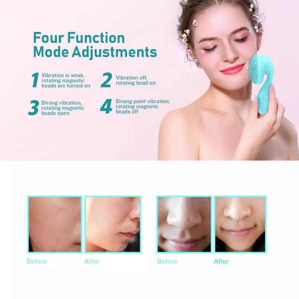 300mAh Blue Silicone Facial Cleansing Brush Electric