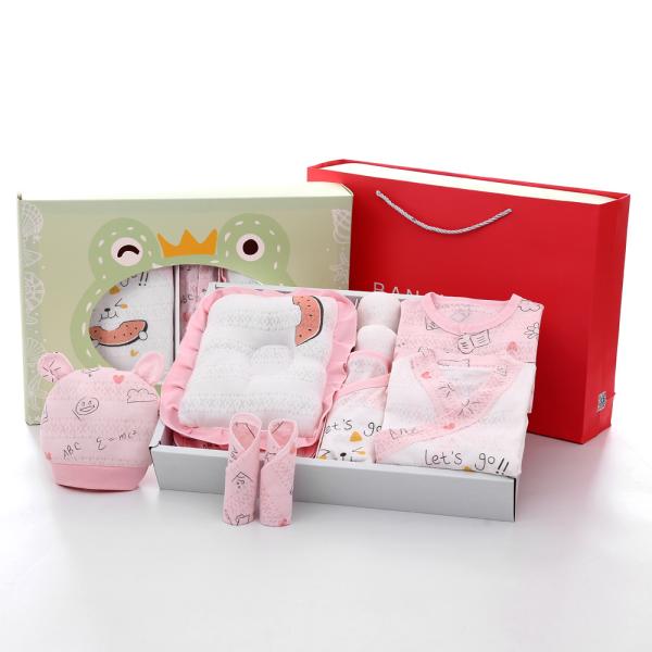 2023 new design custom Cotton 12pcs baby gift set Newborn sleepwear Gift box 100% Cotton baby clothes set for 0-6Months