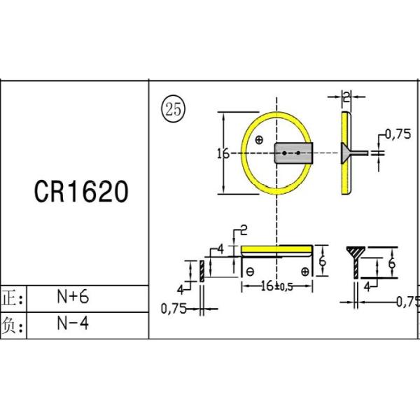 Non Rechargeable Lithium Button Battery CR1620 3V 70mAh Long Working Life