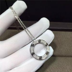 China 18K White Gold  Love Necklace , Real Diamond Paved 18k White Gold Necklace on sale