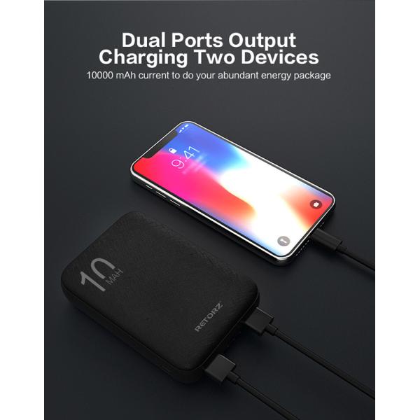 Dual Output Polymer Battery 10000mAh 185g Phone Power Bank