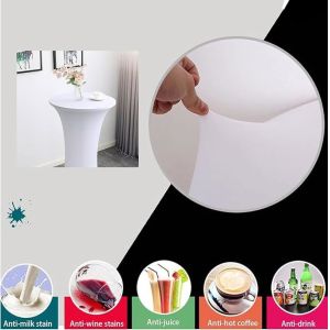 White Spandex Stretch Cocktail Table Covers 4pc 32x43 inch Round
