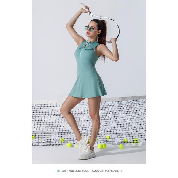 Ruffled One Piece Womens Golf Clothes Tennis Skirts Sleeveless Sets With Shorts