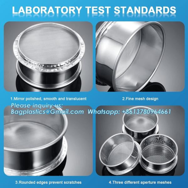 304 Stainless Lab Sieves, 200 Mesh (0.074 Mm), 80 Mesh (0.18 Mm), 10 Mesh (2 Mm) Aperture Test Sieve, 4 Inch Diameter