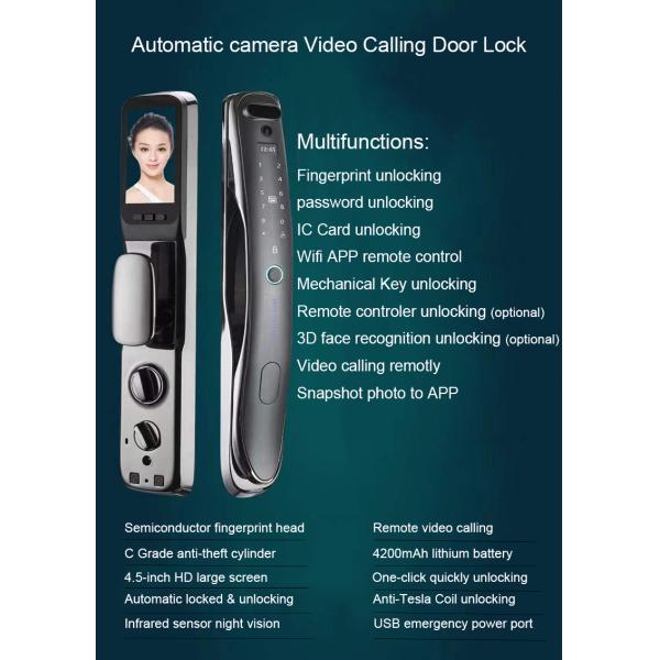 Face ID Intelligent Tuya Door Lock Intercom IC Card App Controlled Smart Door Lock