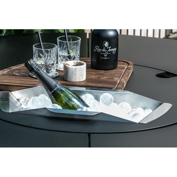 Round Corten Steel Firewood Storage Outdoor Metal Furniture Wood Holder Fire Pit Table With Chairs