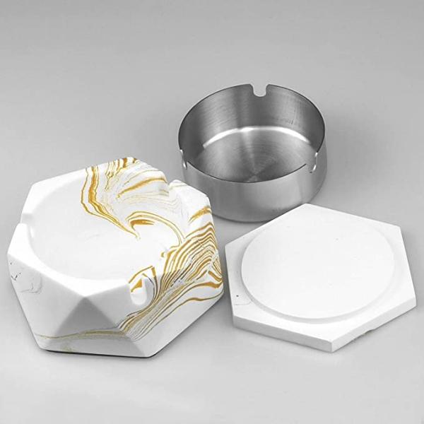 Japanese Smokeless Cigarette Ashtray with Lid Stainless Steel Ash Trays Covered Windproof