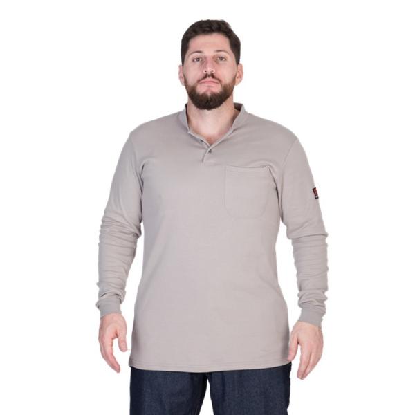 CAT2 Cotton FR Henley Men Flame Resistant Welder'S T Shirt Arc Flash 8.2 Cal