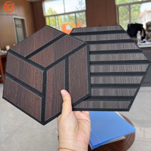 Hexagonal Akupanel soundproof medium-density fiberboard wood veneer wall panel