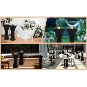 White Spandex Stretch Cocktail Table Covers 4pc 32x43 inch Round