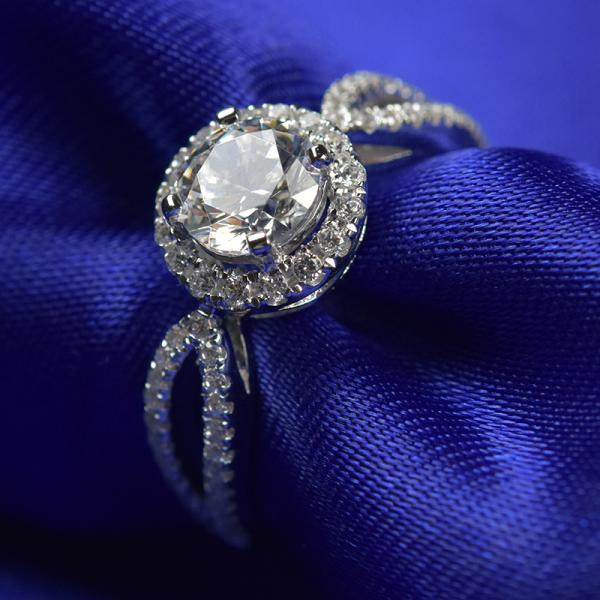 Wedding White Gold Moissanite Ring With Engraving Letters / Numbers RD167