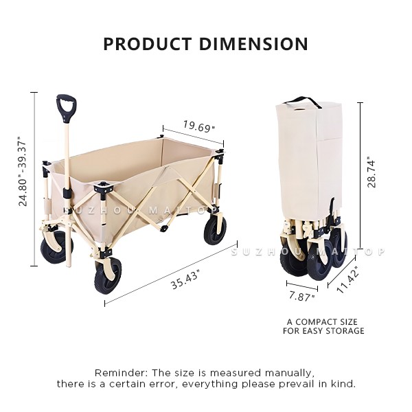 Close-up of wagon cart wheels and folding mechanism